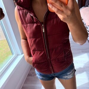 Women's Burgundy Puffer Vest